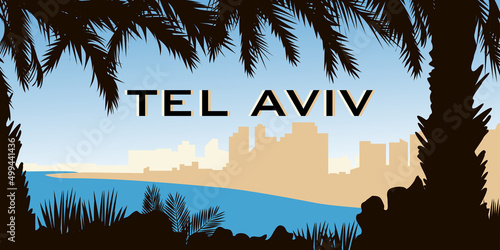 Israel (Tel Aviv) silhouette vector illustration for website, banner, poster, Landing page