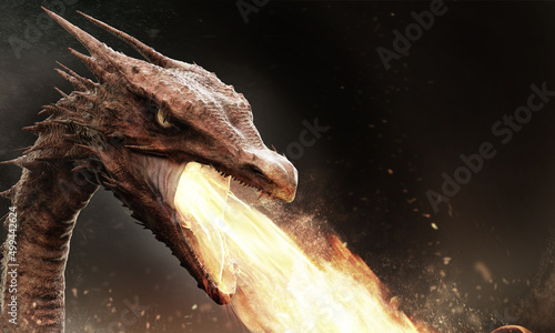 angry dragon spitting fire © adimas