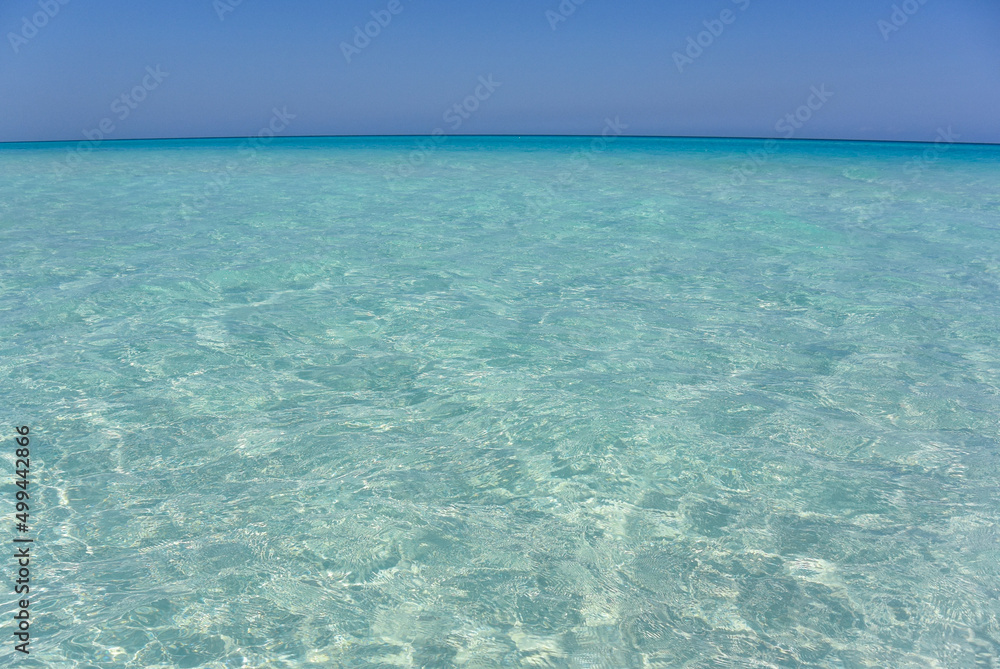 Naklejka premium Beautiful Sunny day on the coast of Cuba, Varadero, azure waters of the Atlantic ocean. Cuba.
