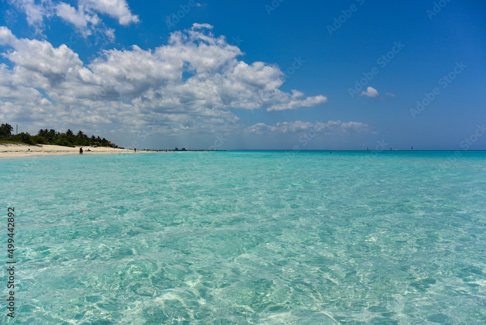 Beautiful Sunny day on the coast of Cuba, Varadero, azure waters of the Atlantic ocean. Cuba.