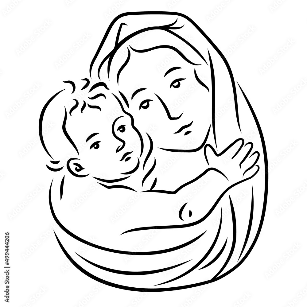 Obraz premium Andrea Solario - Madonna and Child. Replica, part, head.