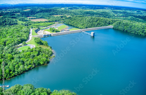 Tim’s Ford dam, lake on the Elk River and hydroelectric power plant in Tennessee U.S.A.