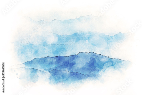 Watercolor mountains background. Nature digital art © Pippa