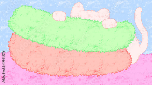 タオルと猫背景　壁紙　イラスト　かわいい