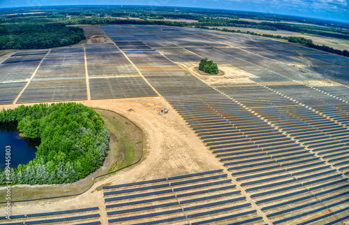 Aerial photo of a solar farm under construction in Tennessee