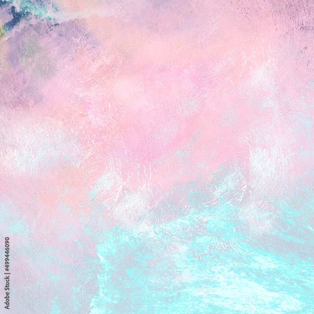 watercolor background with splashes in soft pastel cute color palette, wall poster, abstract painting in pink and light turquoise, design template with space for text, beautiful abstract background 