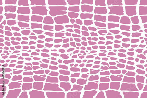 seamless texture of snake, reptile, crocodile. repeating pink and white print.