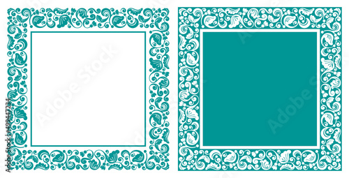 Set of floral design elements. Square frames with elegant patterns. Beautiful for any plain and chic elegance designs. Vector illustration