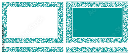 Set of floral design elements. Rectangle frames and borders with elegant patterns. Beautiful for any plain and chic elegance designs. Vector illustration