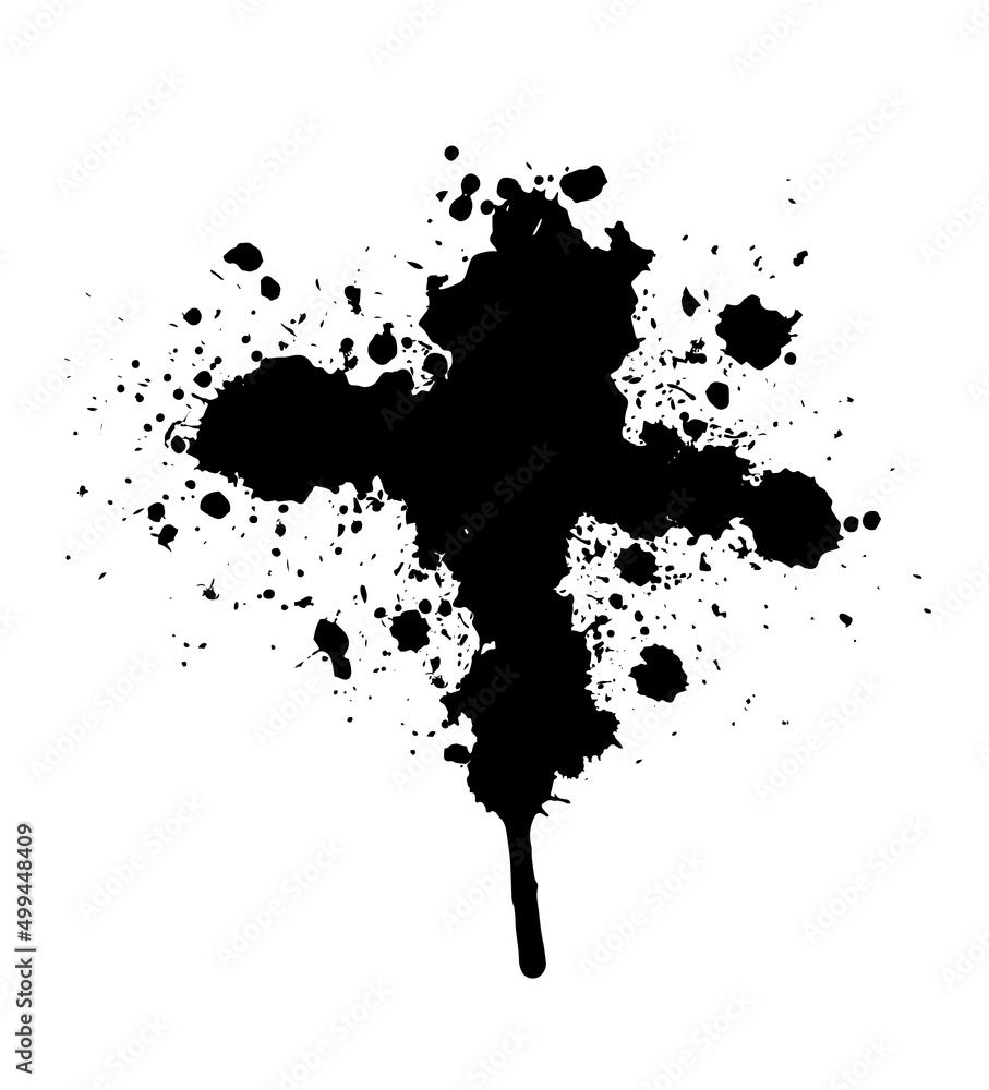 Fototapeta premium Black blotted cross. Vector illustration