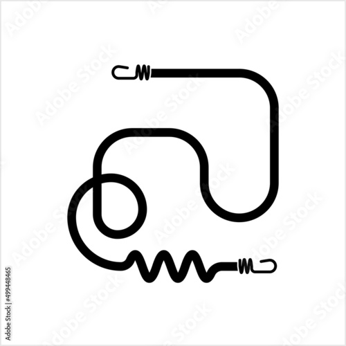 Cord With Hooks Icon, Nylon Elastic Tying Rope With Hook