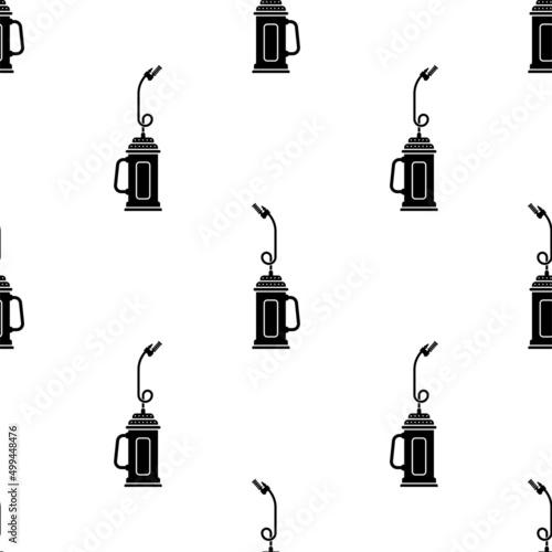 Drip Torch Icon Seamless Pattern, Wildfire Intentional Ignition Preventive Fire Flaming Canister