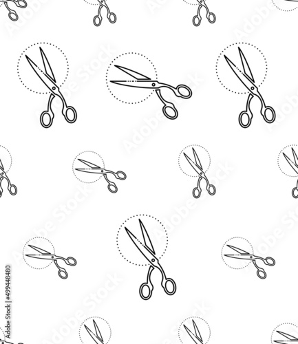 Scissors Icon Seamless Pattern, Cutting Scissors