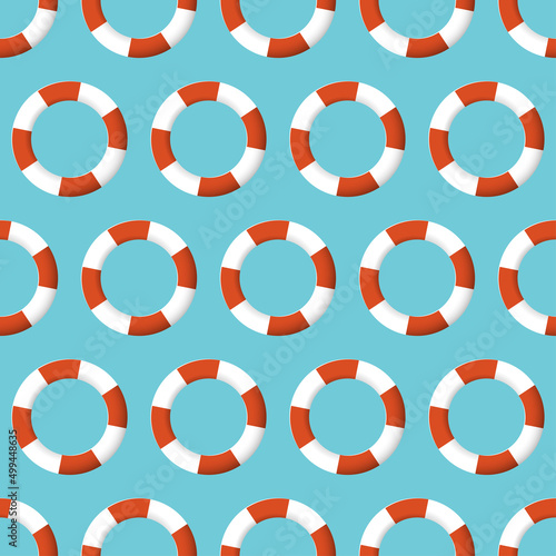 Bailout. Red and white lifebuoy ring. Seamless pattern. Eps 10 vector illustration