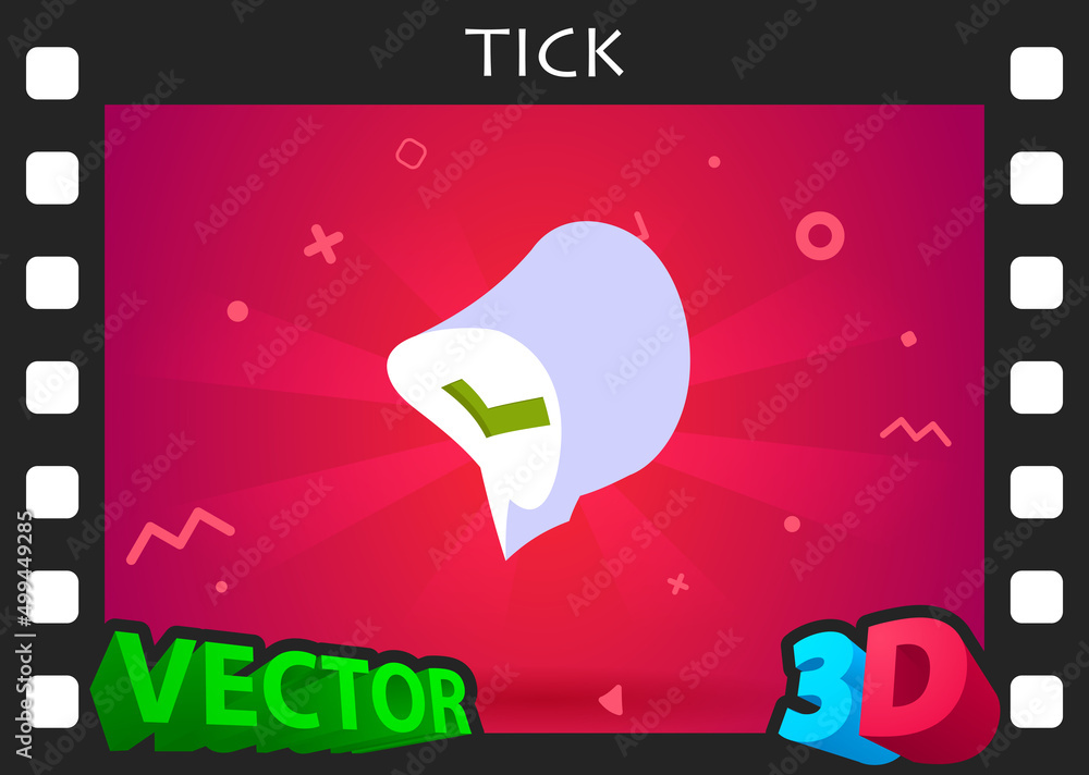 Fototapeta premium Tick isometric design icon. Vector web illustration. 3d colorful concept