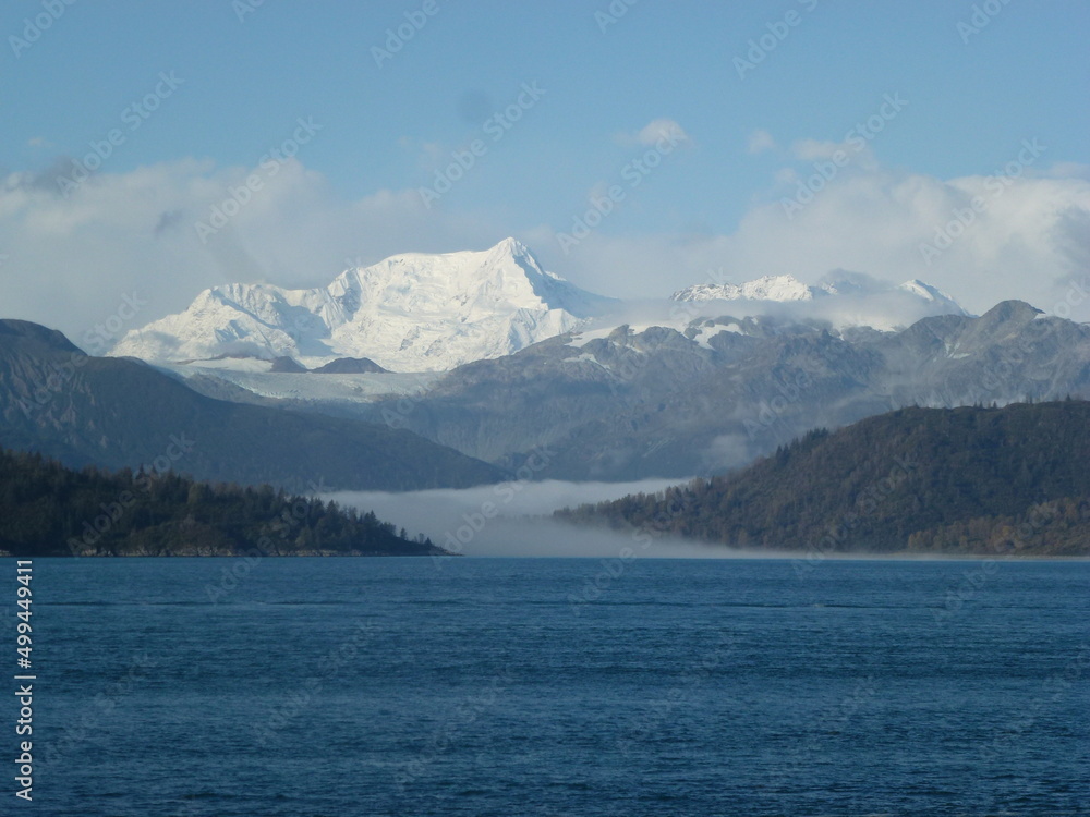 Alaskan lake and mountains