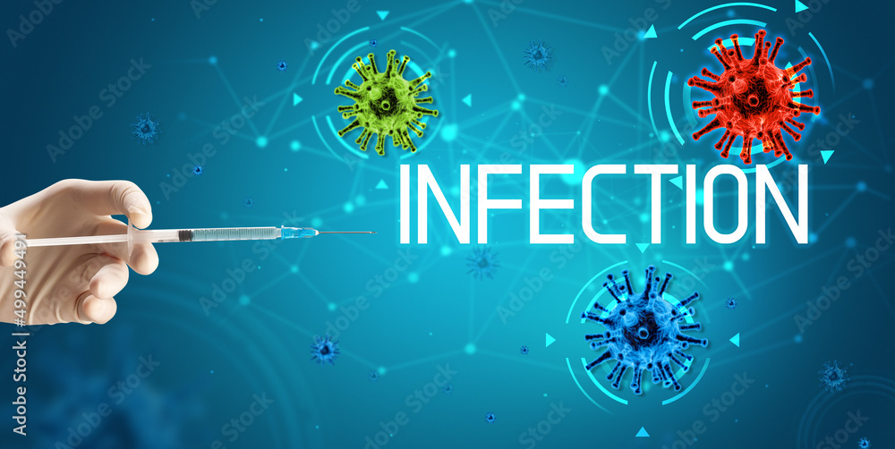 Syringe, medical injection in hand, coronavirus vaccine concept