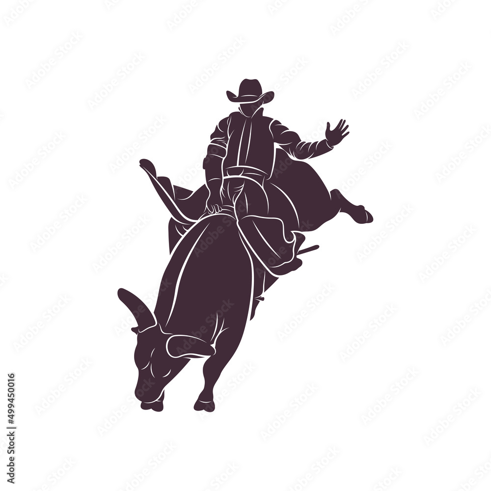 Bull Rider design vector illustration, Creative Bull Rider logo design concepts template, icon symbol