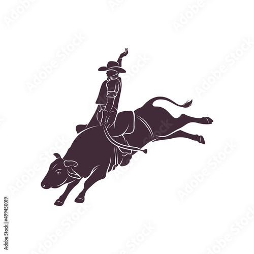 Bull Rider design vector illustration, Creative Bull Rider logo design concepts template, icon symbol