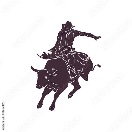 Bull Rider design vector illustration, Creative Bull Rider logo design concepts template, icon symbol
