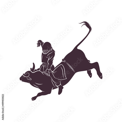 Bull Rider design vector illustration, Creative Bull Rider logo design concepts template, icon symbol