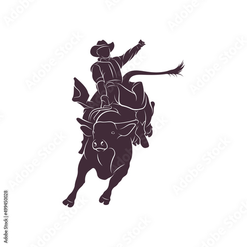 Bull Rider design vector illustration, Creative Bull Rider logo design concepts template, icon symbol