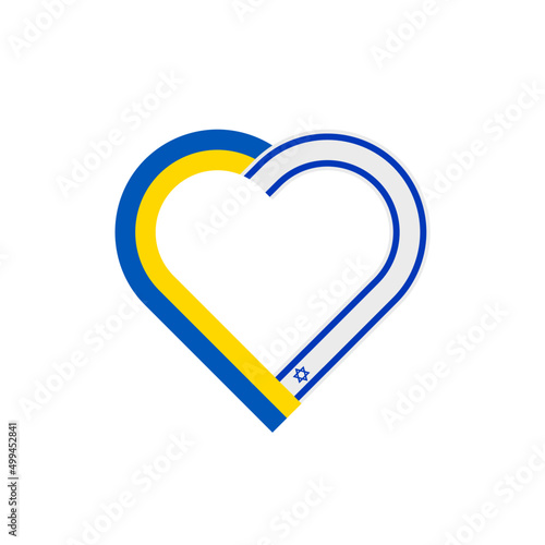 unity concept. heart ribbon icon of ukraine and israel flags. vector illustration isolated on white background