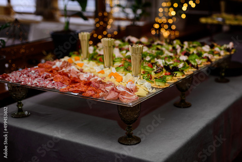 Photography Delicacies and snacks on a buffet or banquet. Catering.