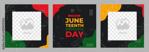 Social media post template for Juneteenth day, Celebration freedom, emancipation day in 19 june, African-American history and heritage.
