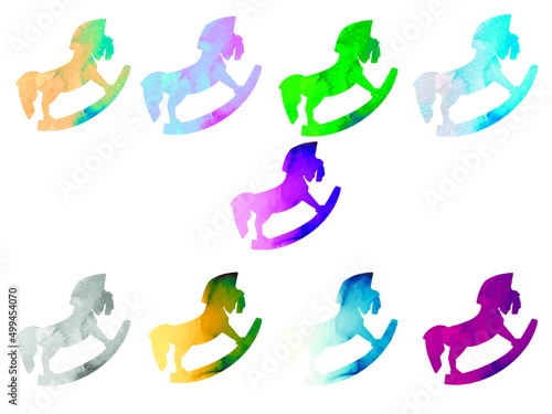 Watercolour silhouette horse unicorn