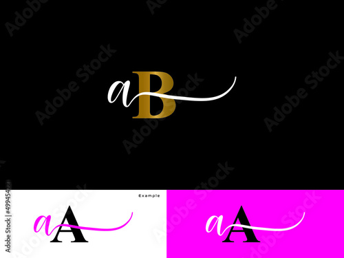 Letter AB Logo, creative Ab ba Signature Logo Letter for wedding, fashion, apparel and luxury clothing brand or any type of business