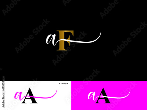 Letter AF Logo, creative Af fa Signature Logo Letter for wedding, fashion, apparel and luxury clothing brand or any type of business photo