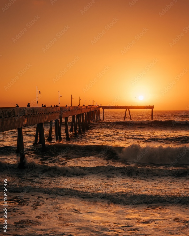 Sunset over the pier in Pacifica, near San Francisco, California