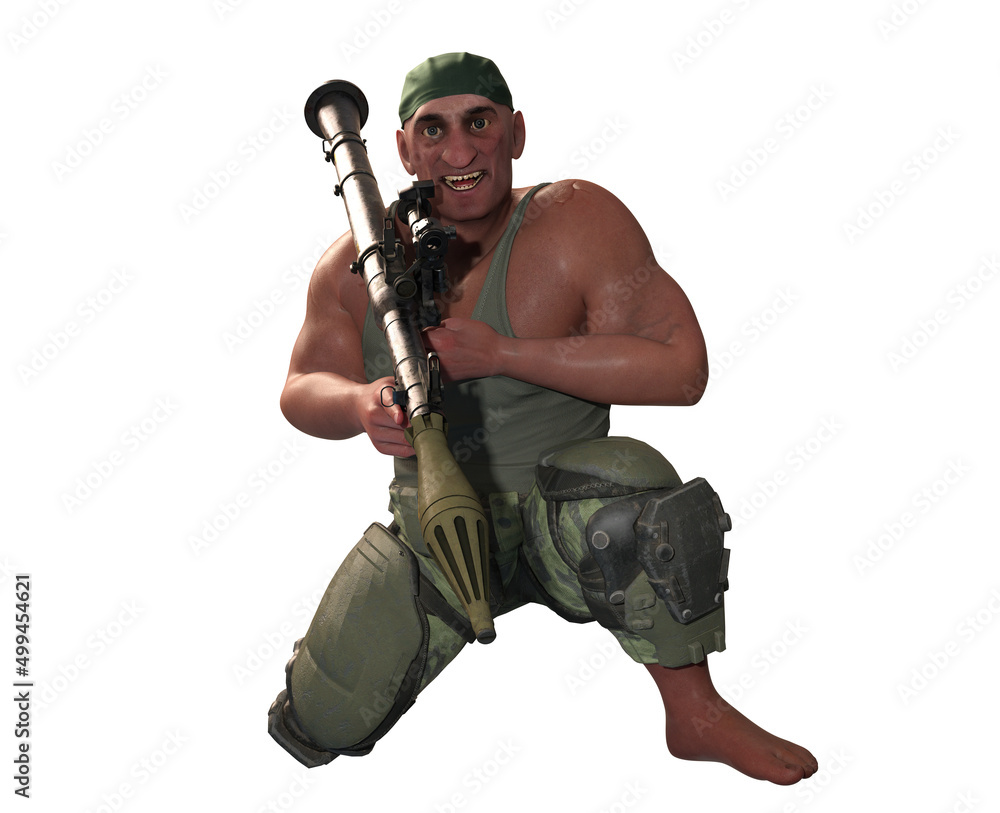 Naklejka premium Soldier with RPG 7 isolated