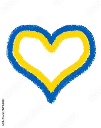 hearts drawn with Ukrainian flag colors over white
