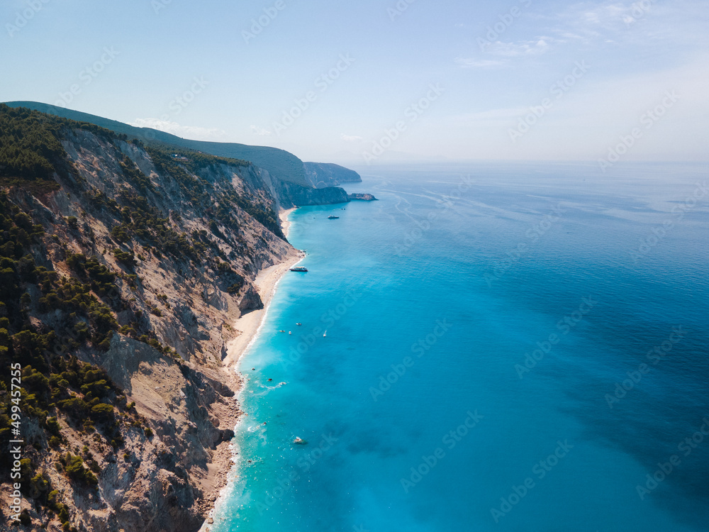aerial view of Lefkada island sea shore