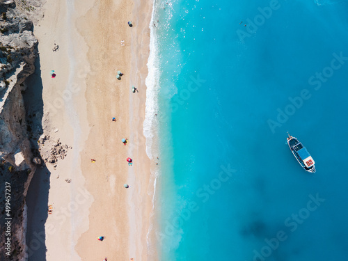 directly above view of egremni beach at Lefkada island, Greece