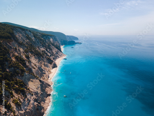 aerial view of Lefkada island sea shore