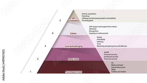 Maslow's hierarchy of needs. Abraham Maslow pyramid of needs vector design	