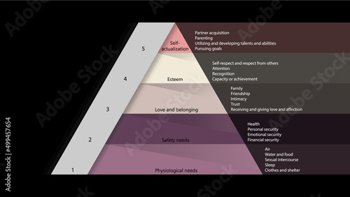 Maslow's hierarchy of needs. Abraham Maslow pyramid of needs vector design	