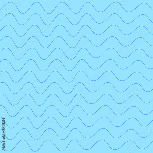Blue background with hand drawn wavy lines, flat vector