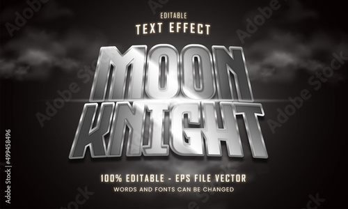 Moon knight superhero gaming style editable text effect Premium Vector 