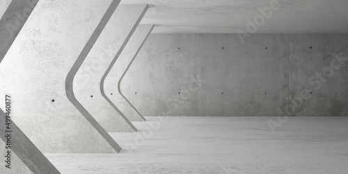 Foto Abstract empty, modern concrete room with indirect lighting from left with row o