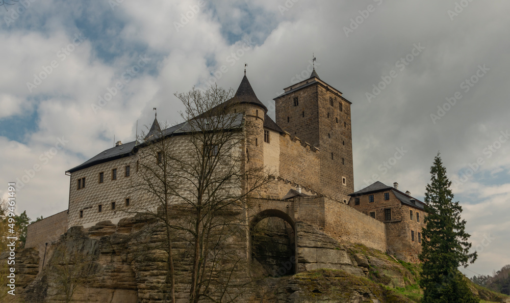 Cloudy spring morning with big castle in Liberec area Cloudy spring morning with big castle in Liberec area