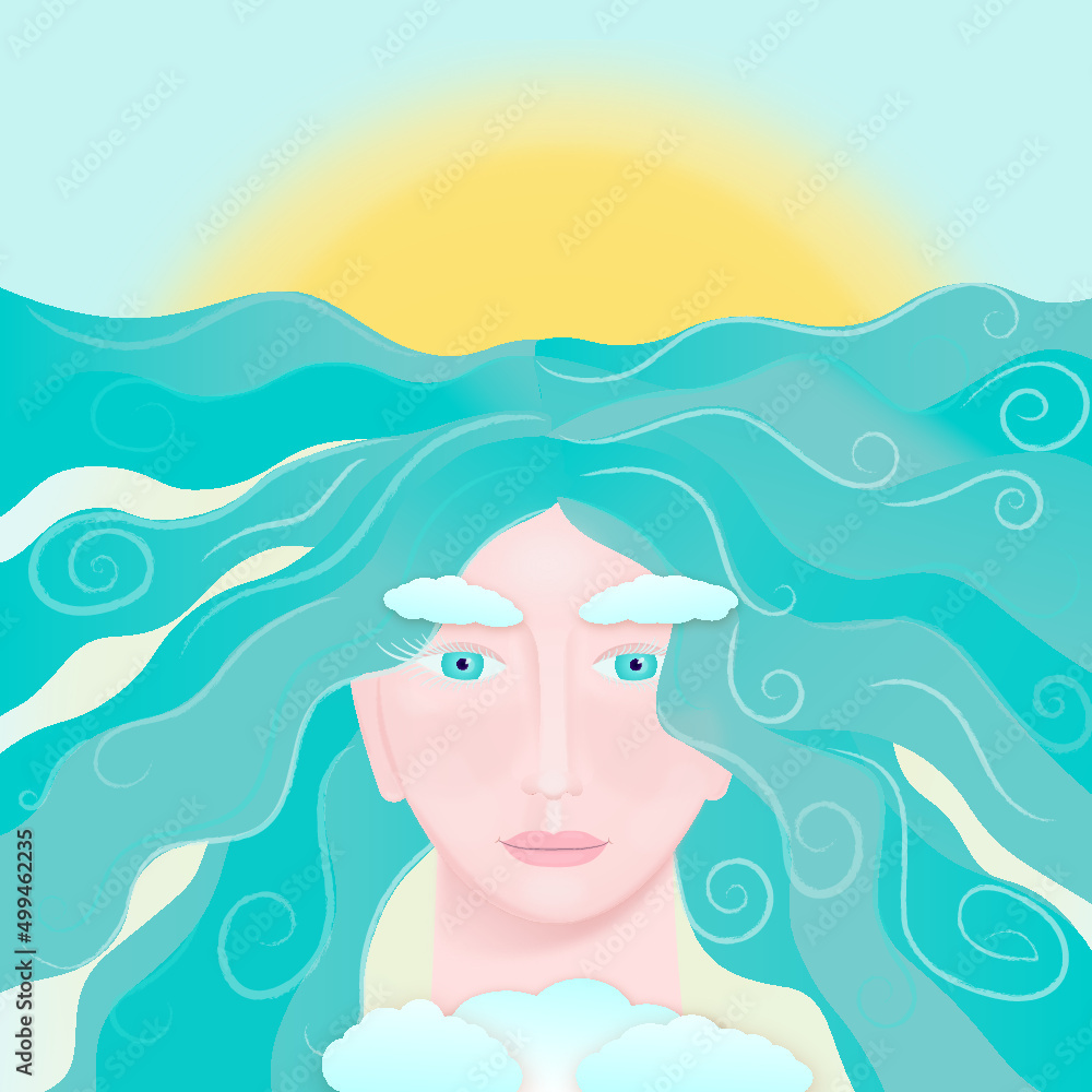 Vector illustration with a portrait of a woman, fairy-tale character 