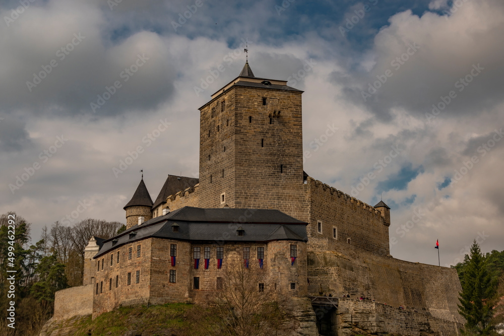 Cloudy spring morning with big castle in Liberec area Cloudy spring morning with big castle in Liberec area