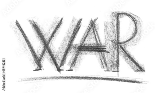 Word war grunge graphite pencil isolated on white 