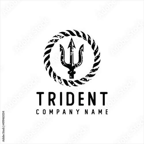 trident logo stylized template design concept