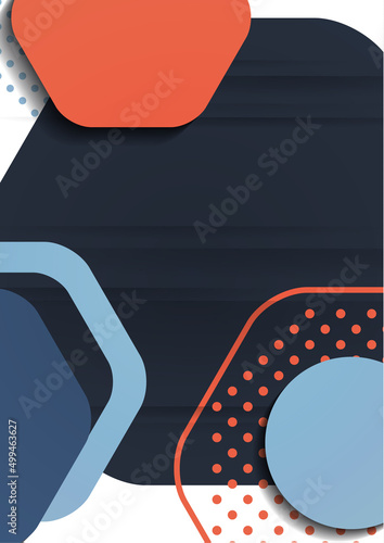 Bright abstract background of rounded multi-colored hexagons, dots, circles. Business presentation template. Modern geometric design. Vector