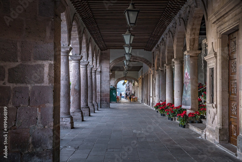 Corridor in the city of Morelia Mexico in the morning